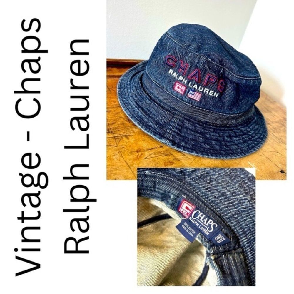 Vintage CHAPS Ralph Lauren Denim Bucket Hat Child O/S Preppy 90s